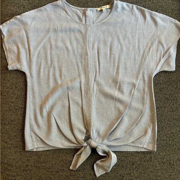 Madewell Button Back Front Tie Stripped Shirt - Picture 4 of 5